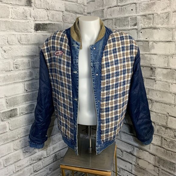 Vintage Blanket Lined Jean Jacket Firefighter Workwear USA E-One 90s Y2K - Picture 9 of 16